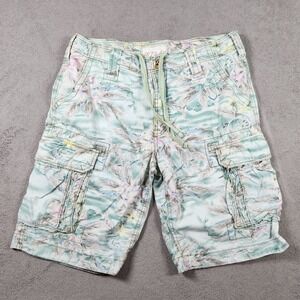 Jetlag League Cargo Shorts Mens Size 38 Cotton Faded Y2K Baggy Tropical Floral